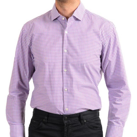 Hugo Boss Mens Sharp Fit Button Down Shirt Size 15 1/2 (32/33) - Picture 1 of 16